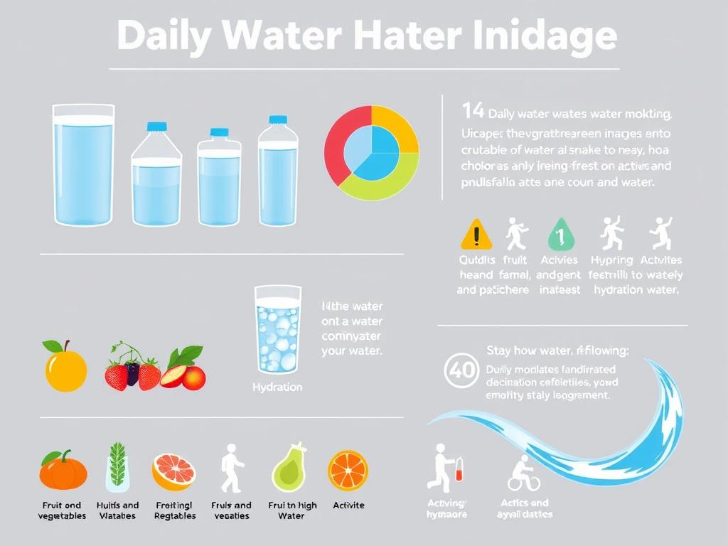 Daily water intake recommendations infographic