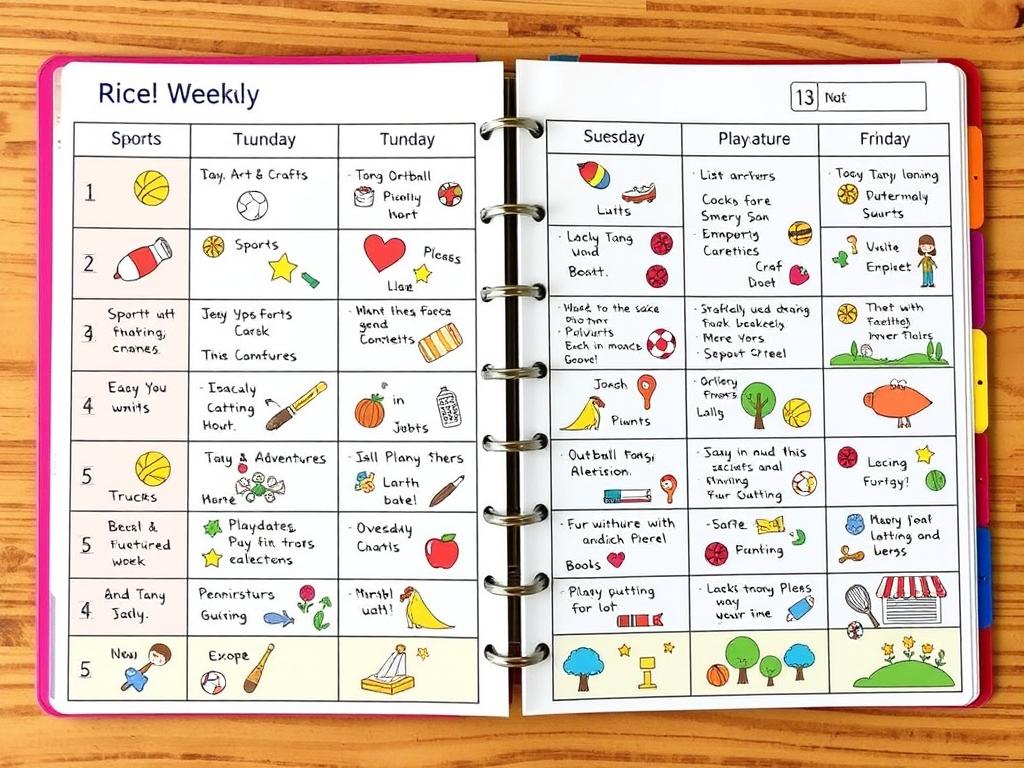 Organizing kids' free time through a weekly schedule Organizing kids' free time through a weekly schedule
