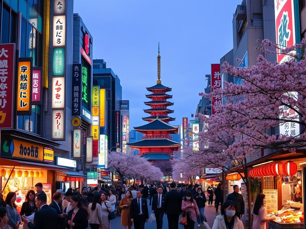 thriving urban life in Japan