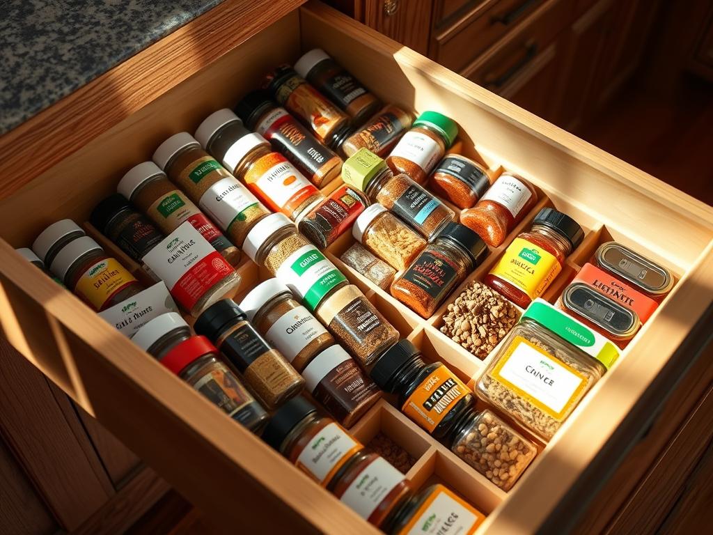 Drawer spice organizers