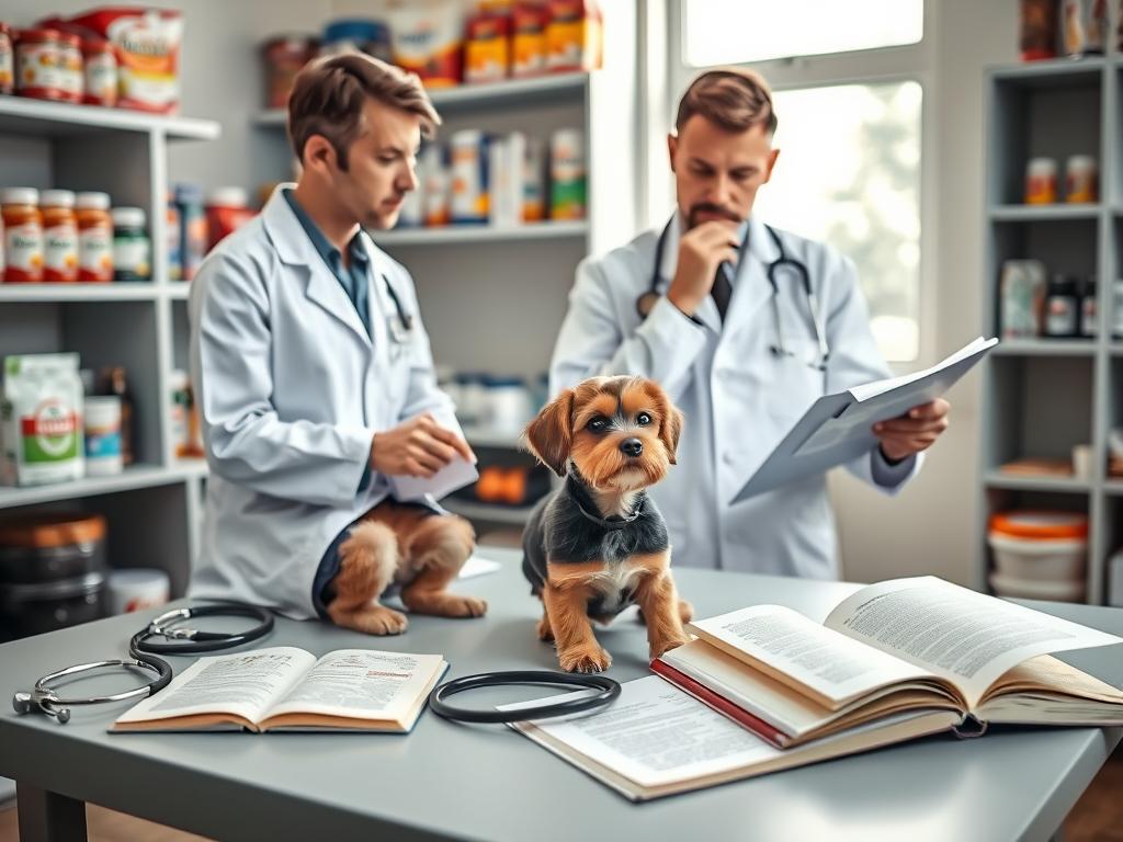 consulting with a veterinarian consulting with a veterinarian